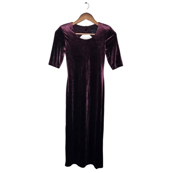 H&M Plum Velvet Midi Dress - Picture 1 of 6